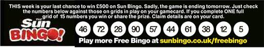 Sun Bingo Numbers Results