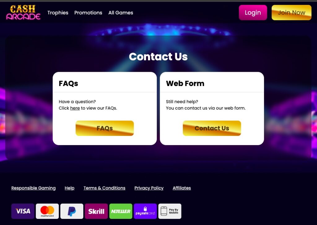 Cash Arcade Contact Us