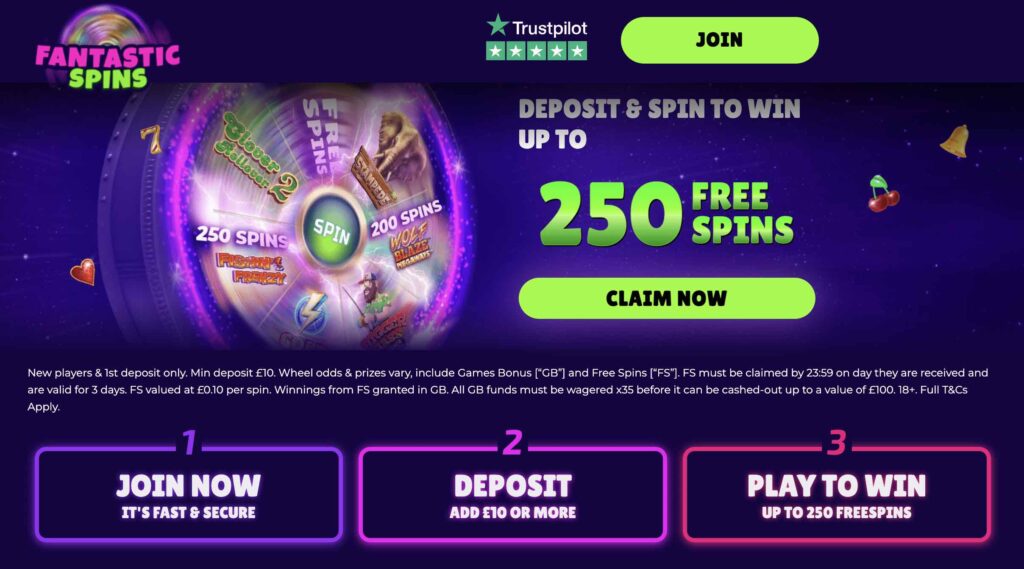 Fantastic Spins Homepage