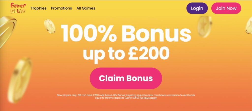 Fever Slots Homepage